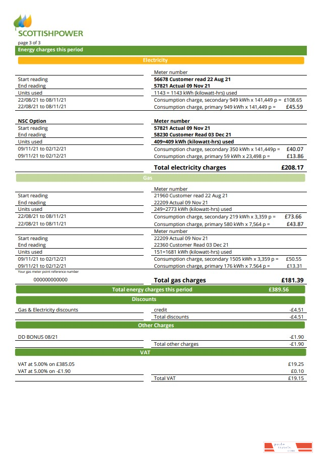 USA ScottishPower utility bill template in Word and PDF format (3 pages) 3
